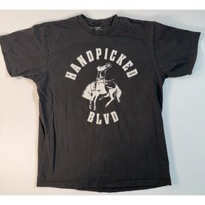 Handpicked Blvd T Shirt Mens Large Black Graphic Rodeo Cowboy Double